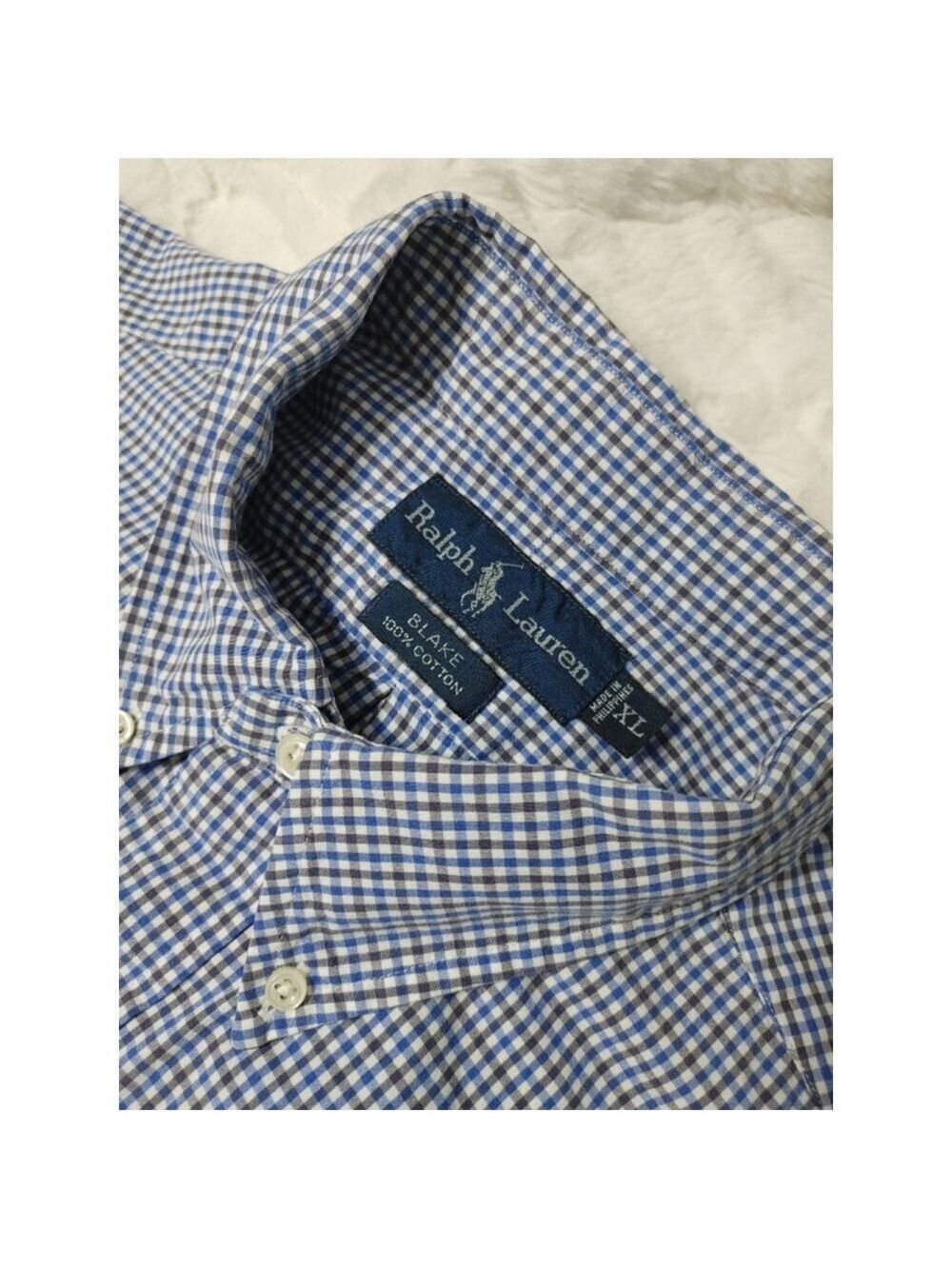 Men's Ralph Lauren Casual Blake Button Down Shirt XL Blue White Gingham